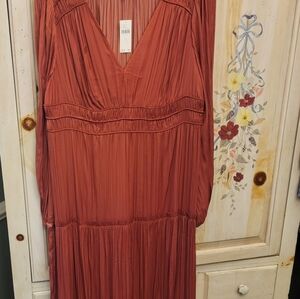 Anthropologie satin tiered midi dress